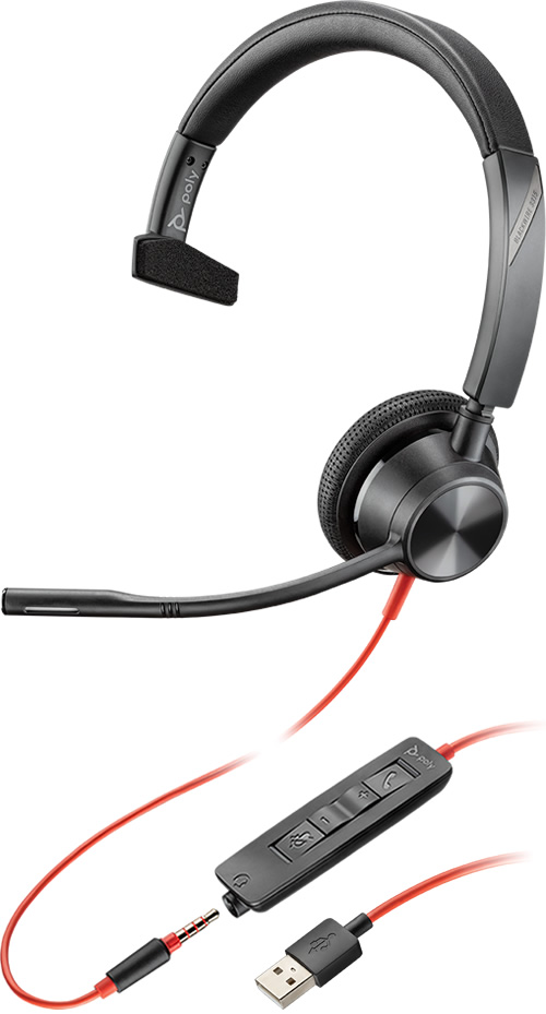 Poly BlackWire 3315 USB-A/Jack 3.5 мм, UC (213936-01)